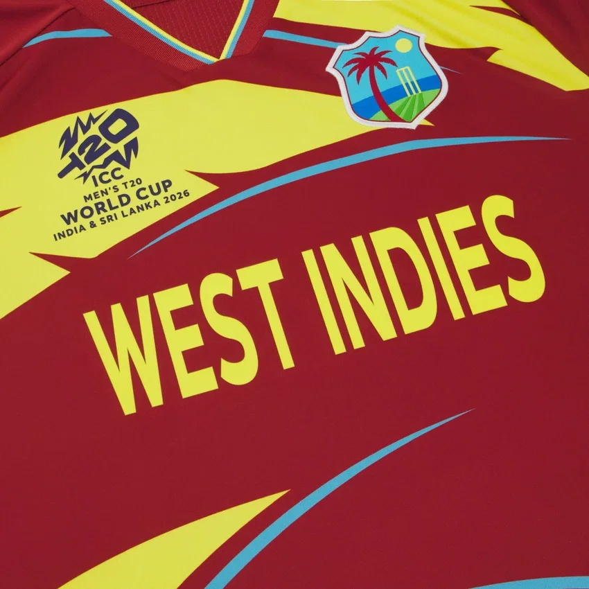 Camisas de partido T-20 de la selección de críquet de las Indias Occidentales para la Copa del Mundo de 2026 Camisas de partido T-20 de la selección de críquet de las Indias Occidentales para la Copa del Mundo de 2026