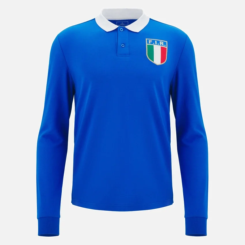 Camiseta de algodón de la línea para aficionados Italia Rugby 2025/26 para adultos Camiseta de algodón de la línea para aficionados Italia Rugby 2025/26 para adultos