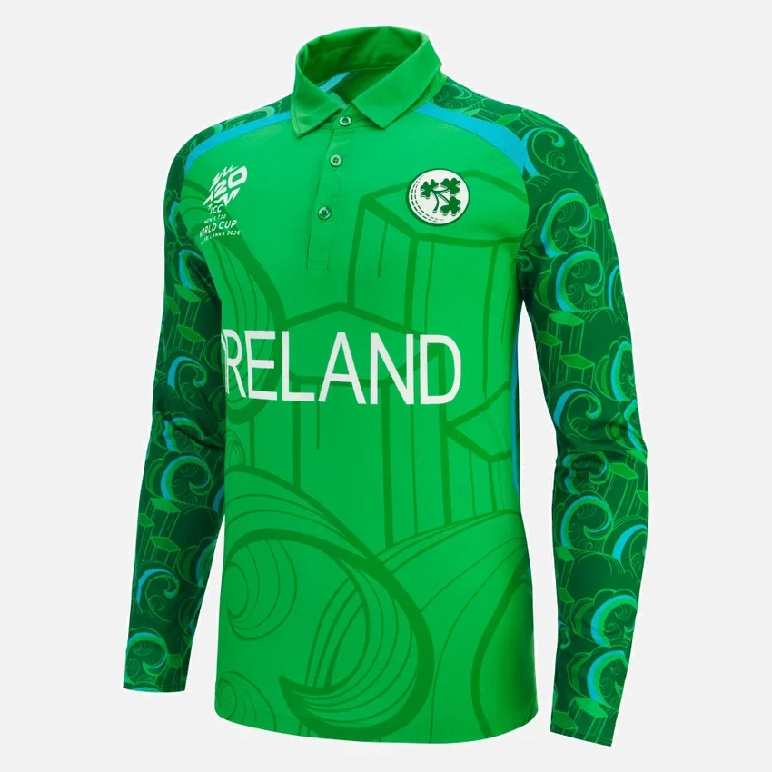 Camiseta de partido de manguitos T-20 del equipo de críquet de Irlanda para la Copa del Mundo de 2026 Camiseta de partido de manguitos T-20 del equipo de críquet de Irlanda para la Copa del Mundo de 2026