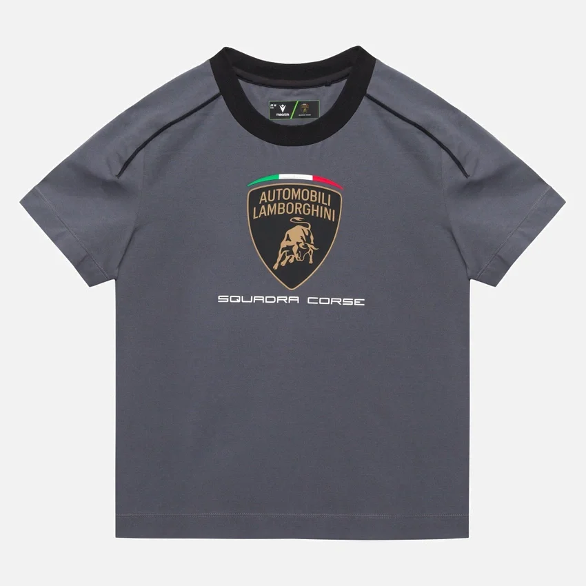 Camiseta deportiva gris para niño de Automobili Lamborghini Squadra Corse Camiseta deportiva gris para niño de Automobili Lamborghini Squadra Corse