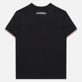 Camiseta deportiva tricolor negra para niño de Automobili Lamborghini Squadra Corse Camiseta deportiva tricolor negra para niño de Automobili Lamborghini Squadra Corse