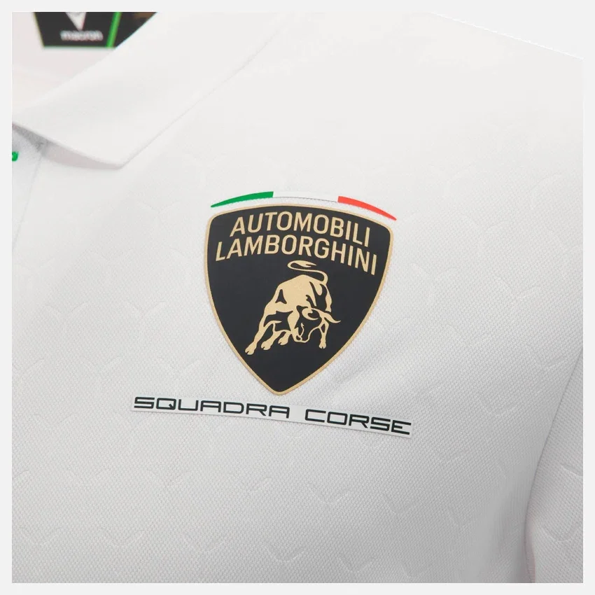 Polos blancos para hombres de Automobili Lamborghini Squadra Corse Polos blancos para hombres de Automobili Lamborghini Squadra Corse