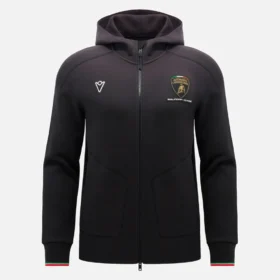 Sudadera con cremallera completa tricolor negra para hombre de Automobili Lamborghini Squadra Corse Sudadera con cremallera completa tricolor negra para hombre de Automobili Lamborghini Squadra Corse